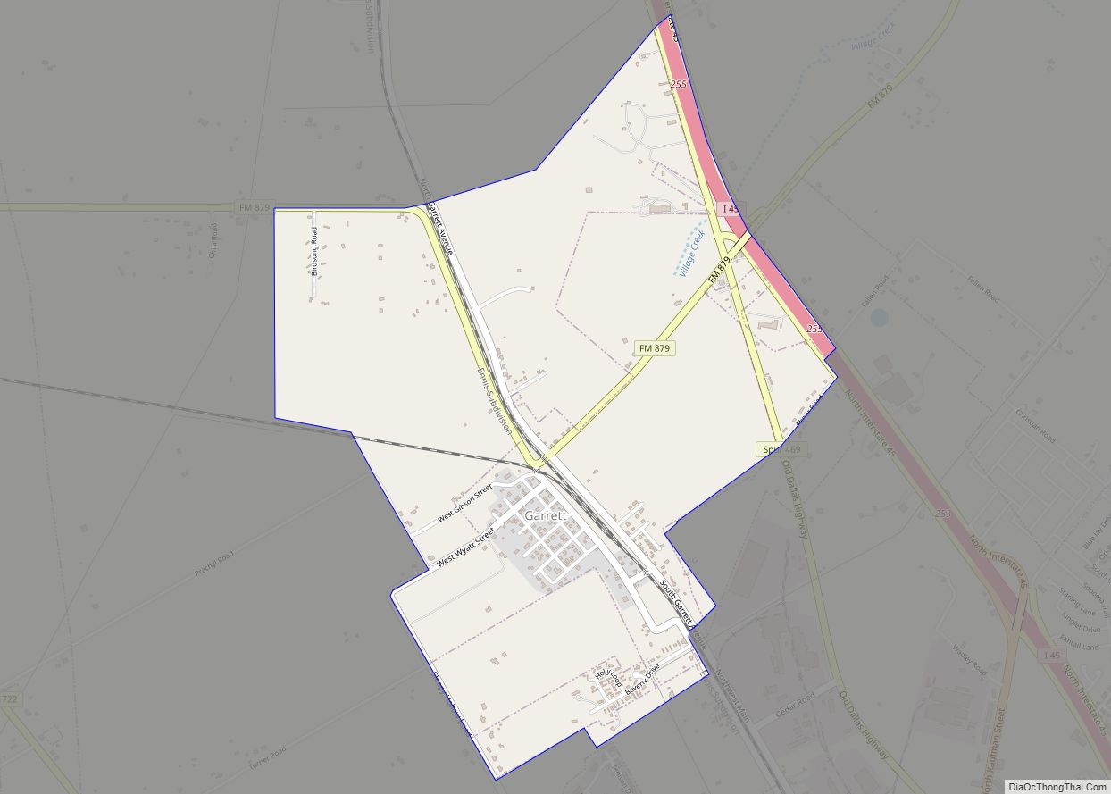 Map of Garrett town, Texas