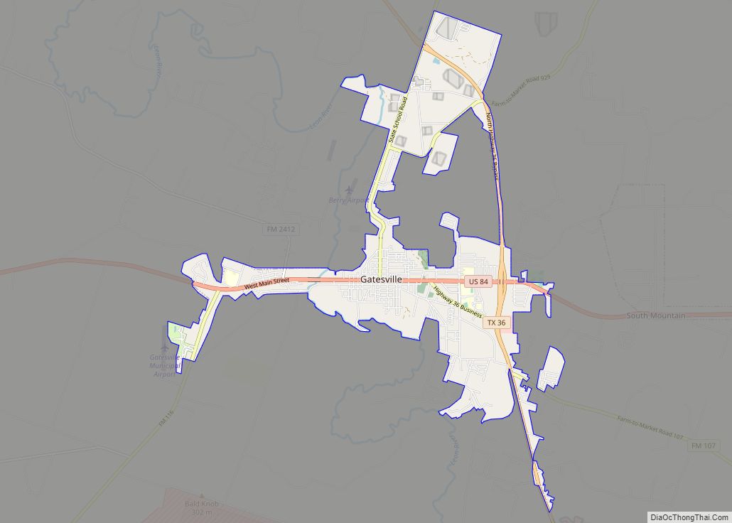 Map of Gatesville city, Texas