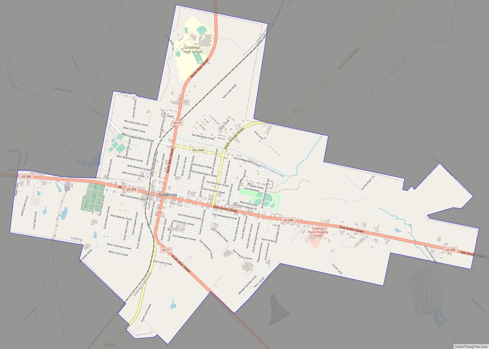 Map of Giddings city