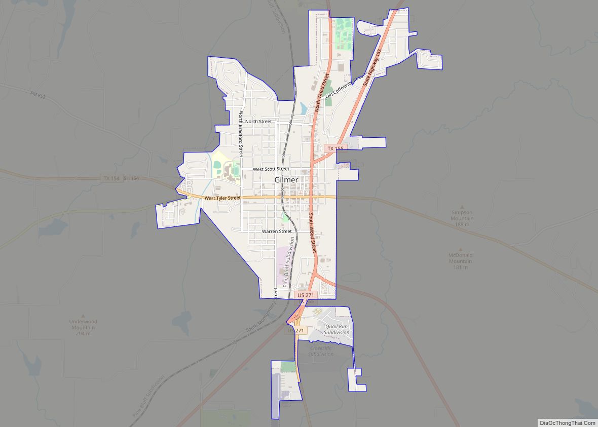 Map of Gilmer city
