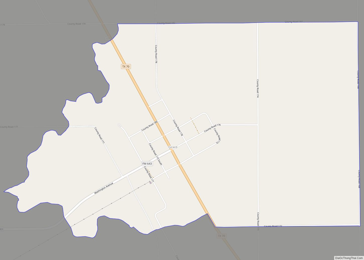 Map of Girard CDP, Texas