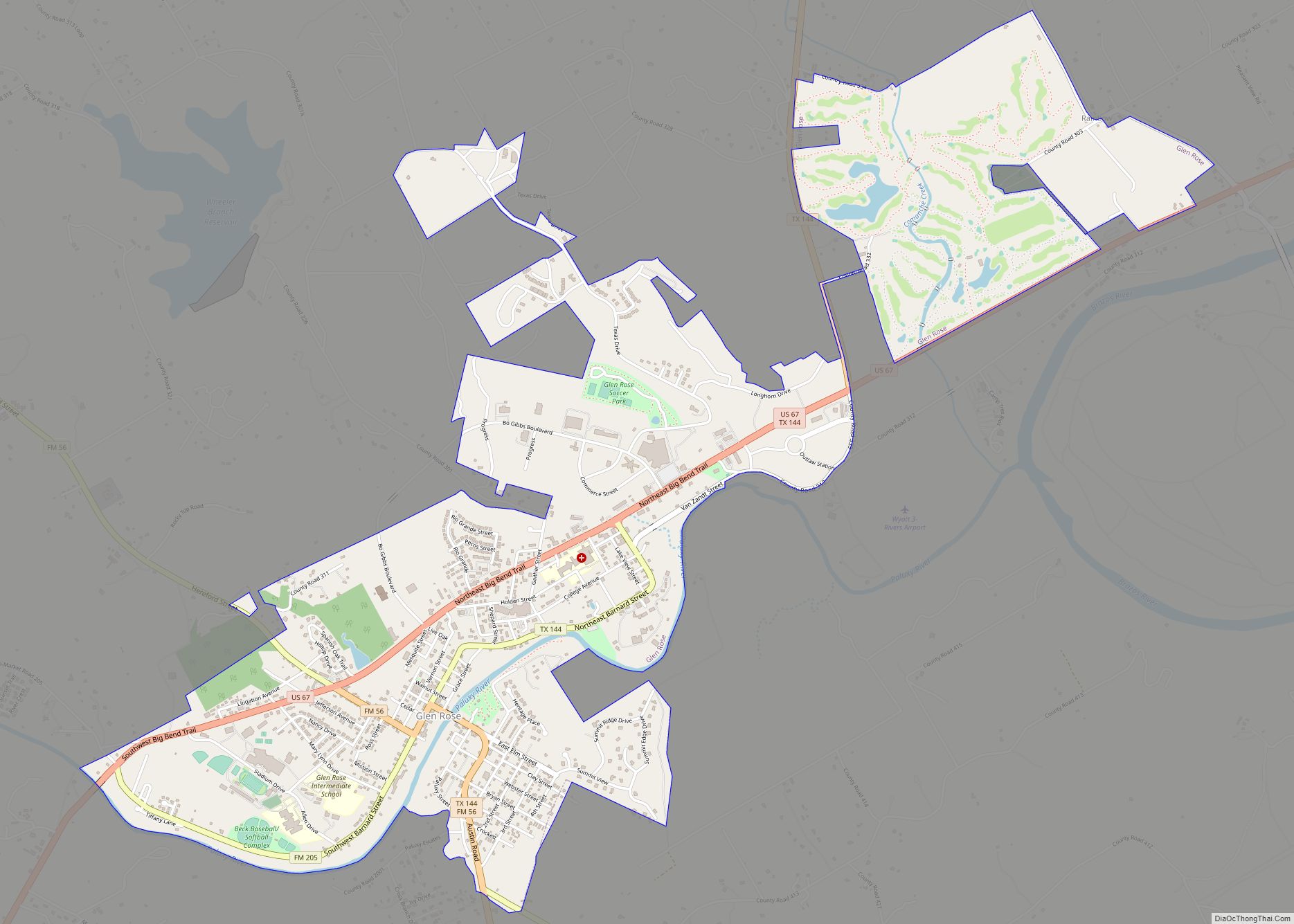 Map of Glen Rose city