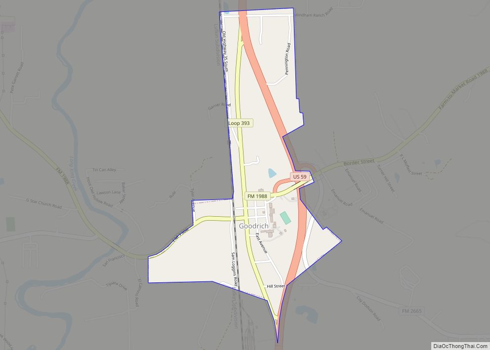 Map of Goodrich city, Texas