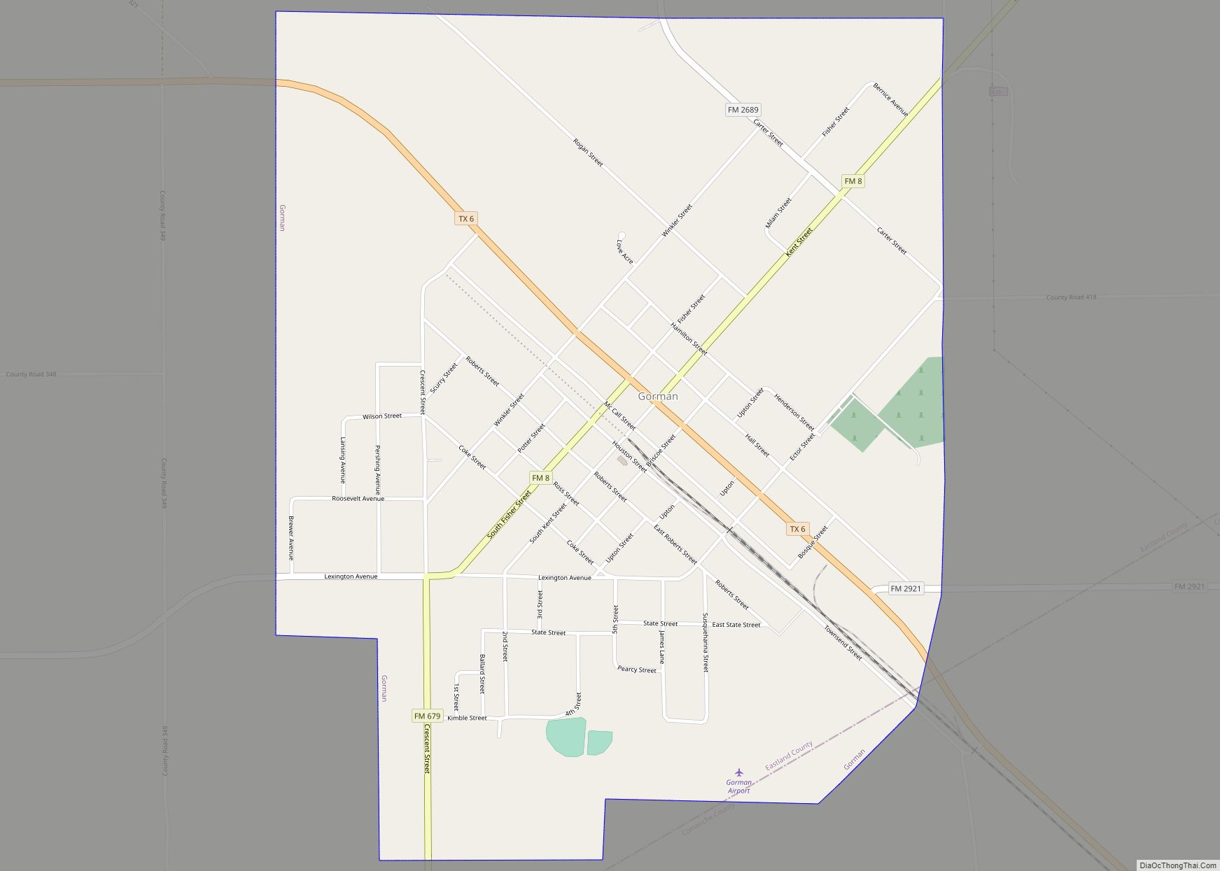 Map of Gorman city, Texas