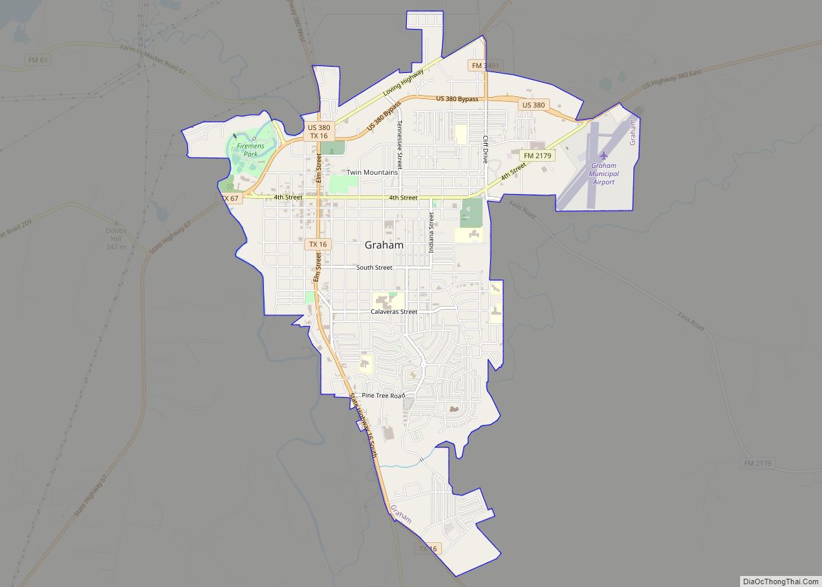 Map of Graham city, Texas