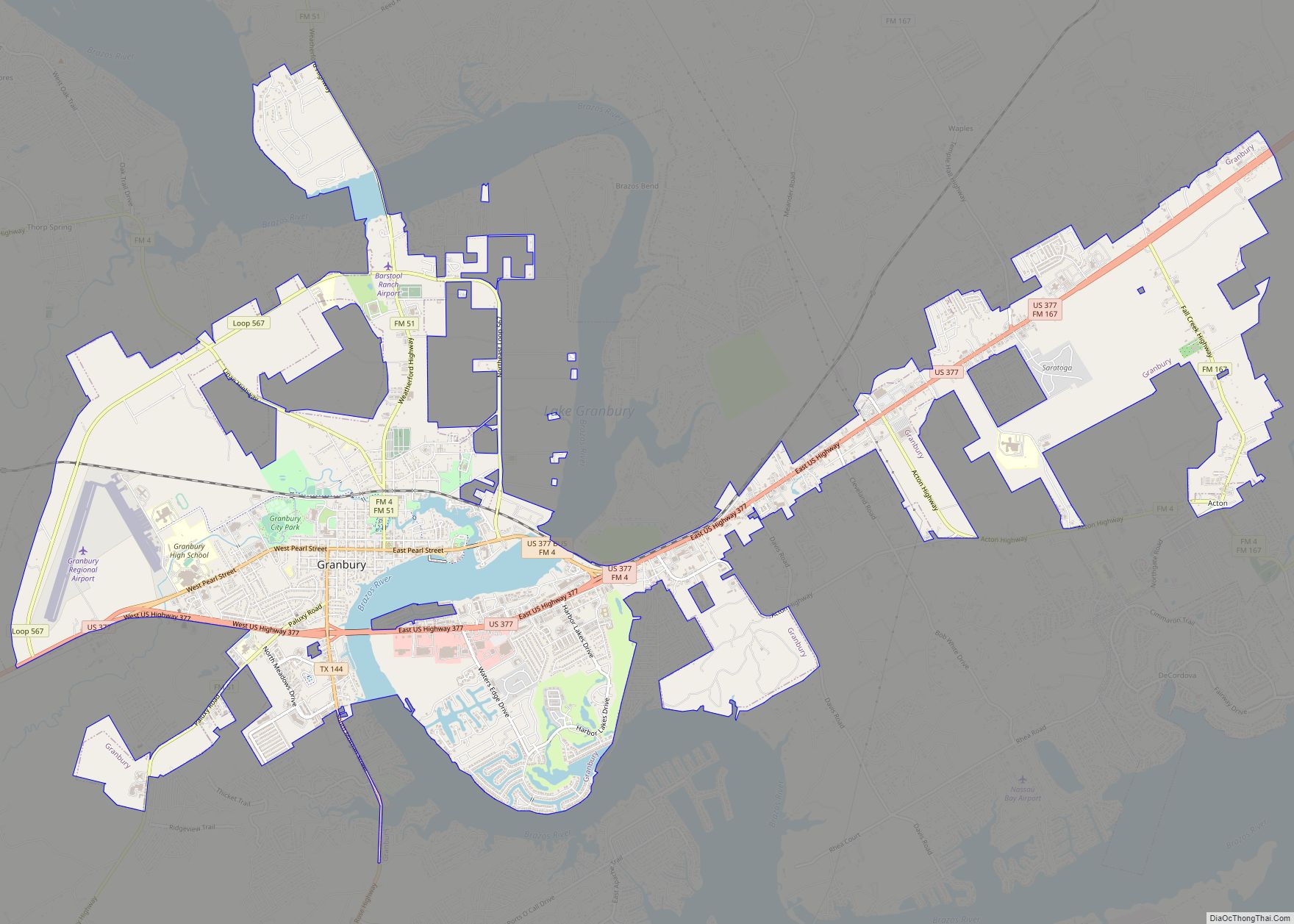 Map of Granbury city