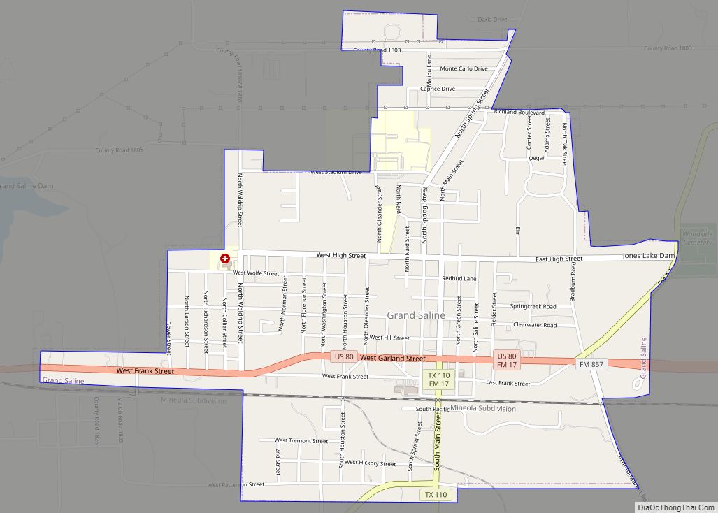Map of Grand Saline city