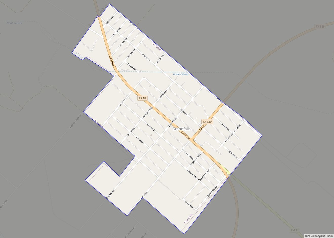 Map of Grandfalls town