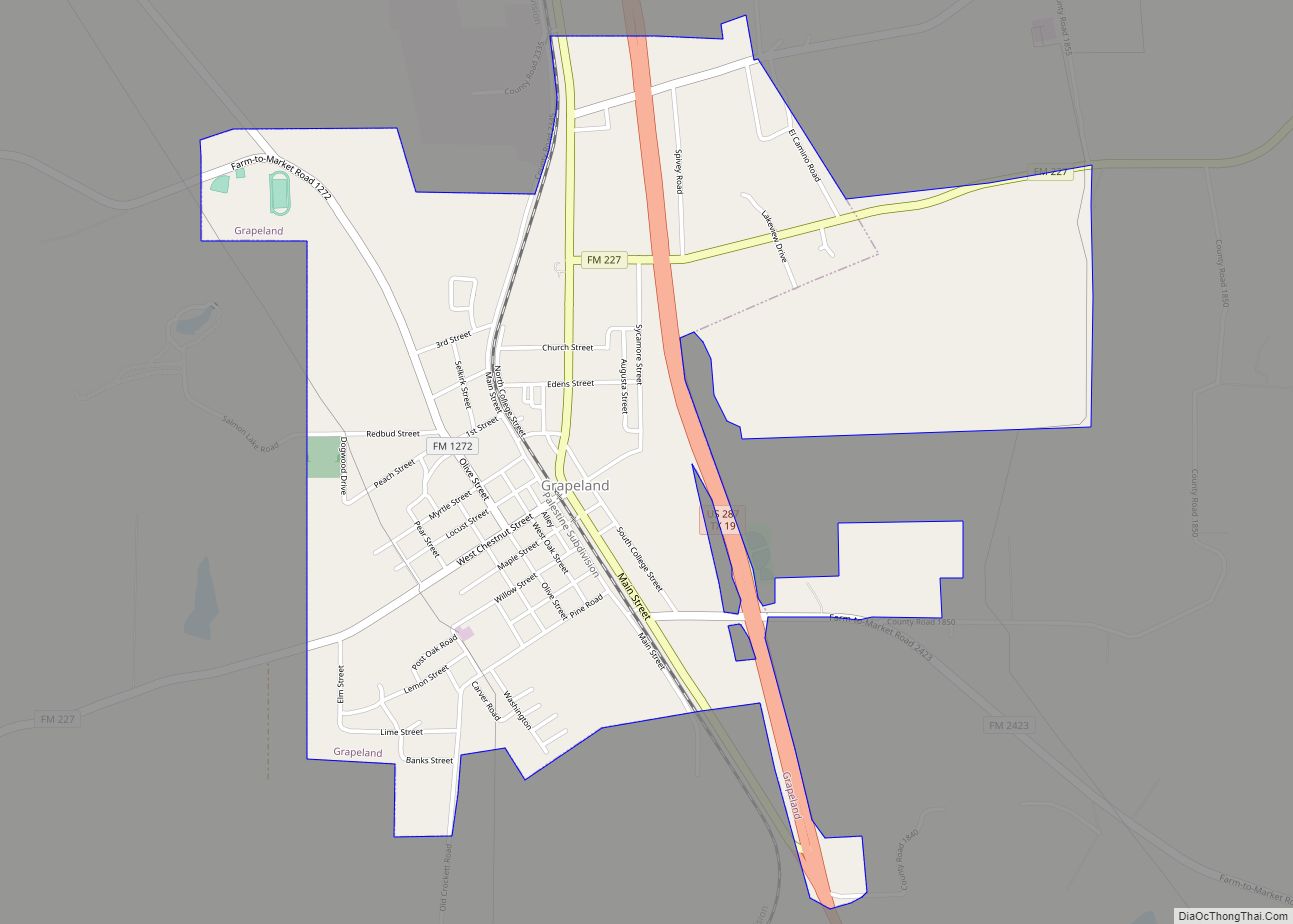 Map of Grapeland city