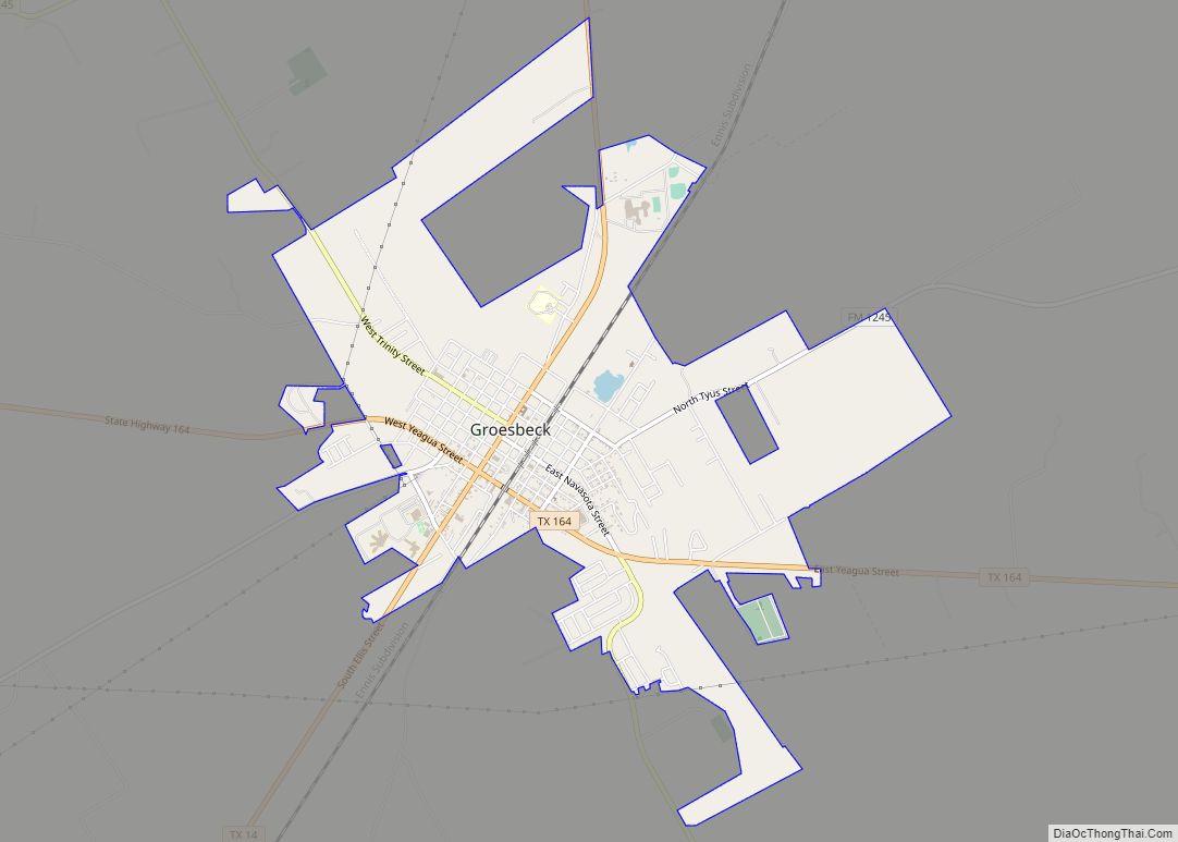 Map of Groesbeck city, Texas