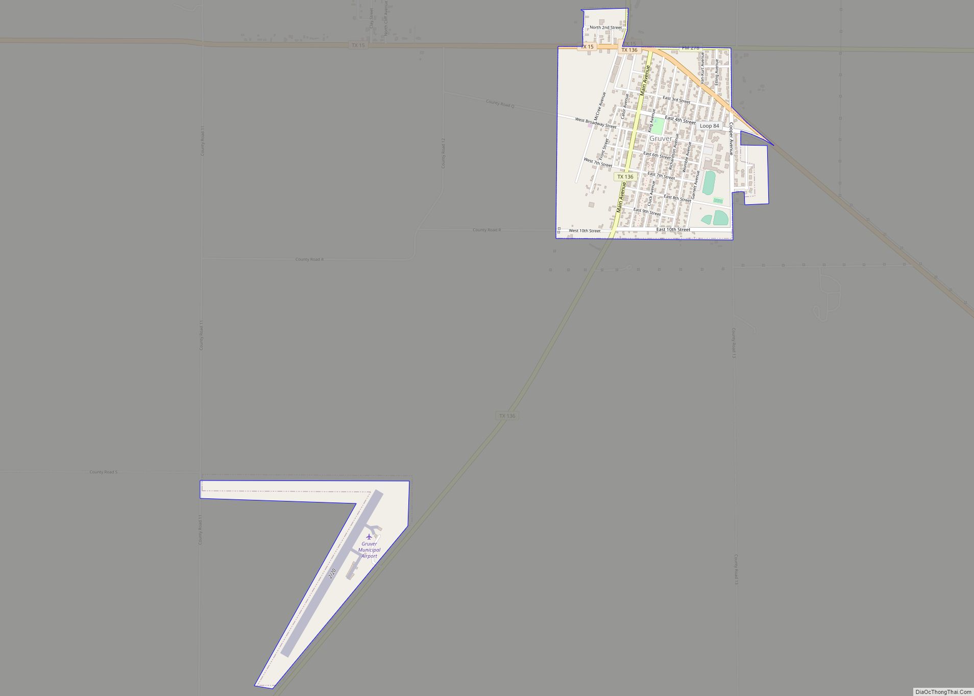 Map of Gruver city, Texas