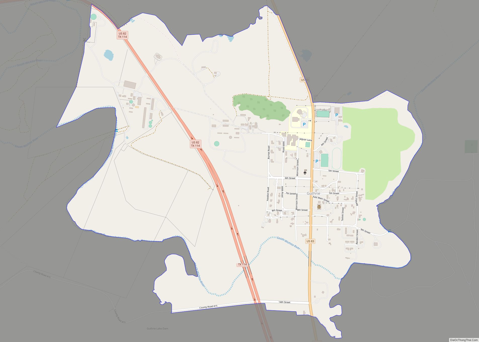 Map of Guthrie CDP, Texas