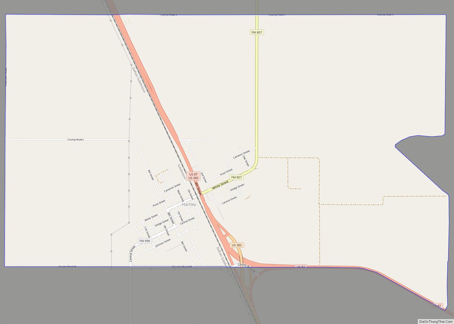 Map of Hartley CDP, Texas