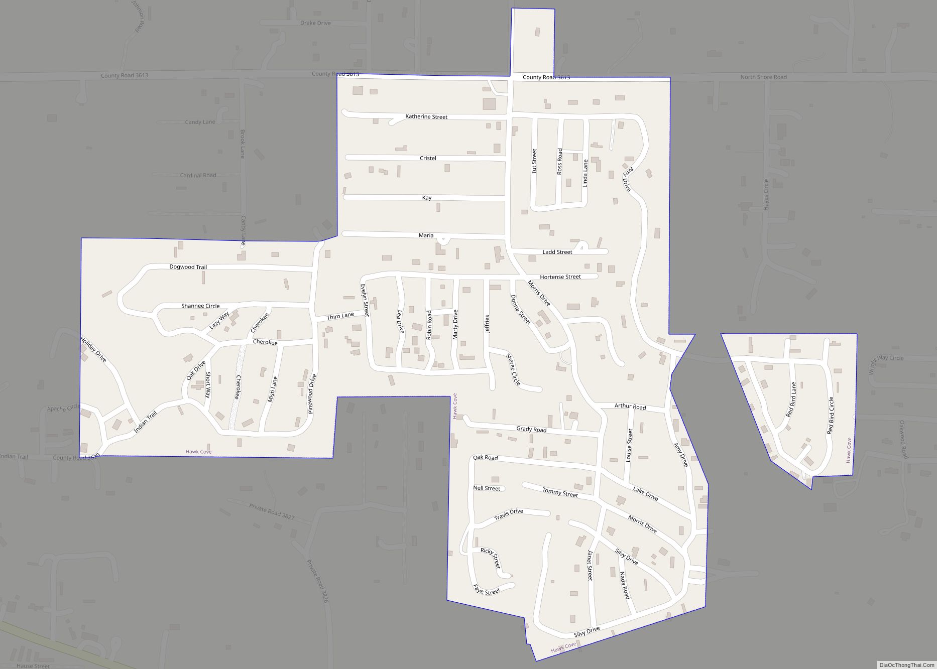 Map of Hawk Cove city