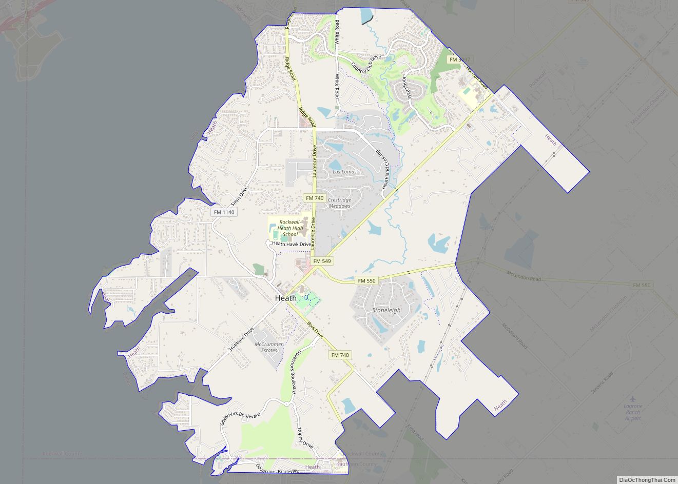 Map of Heath city, Texas