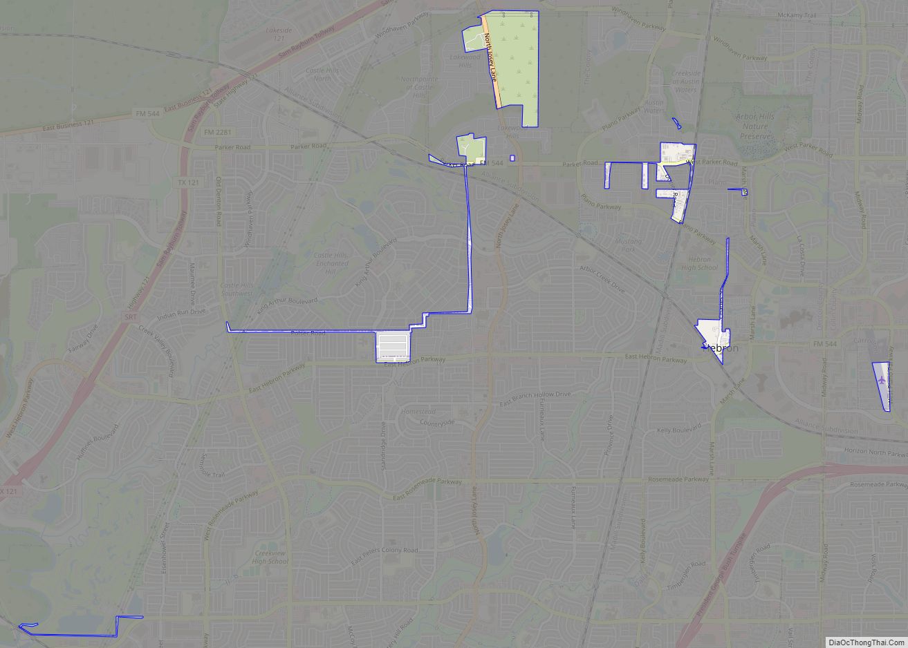 Map of Hebron town, Texas