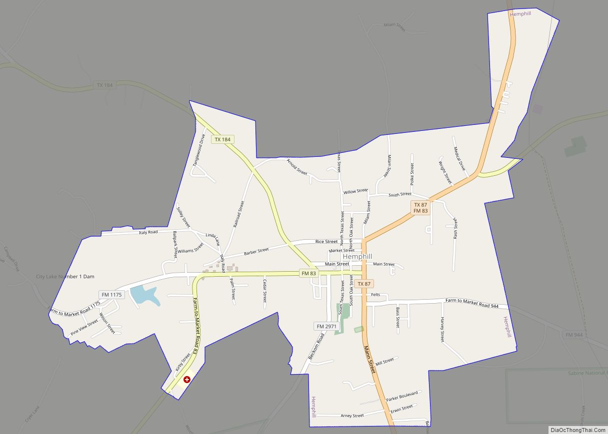 Map of Hemphill city