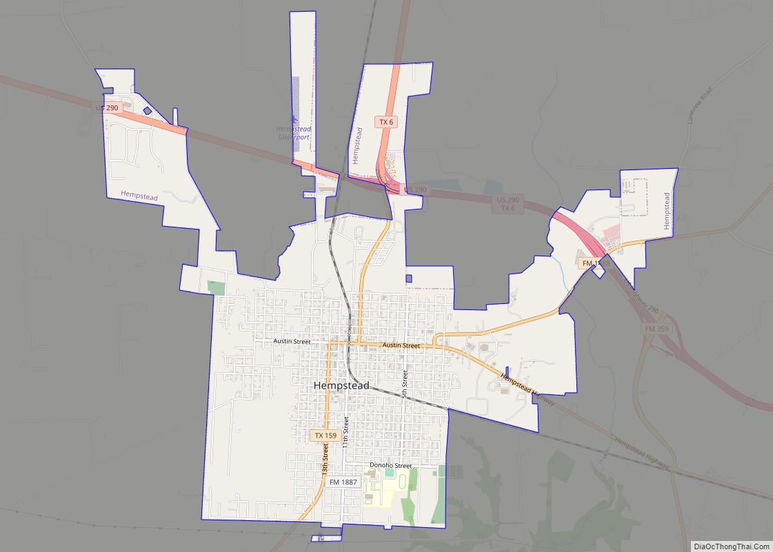 Map of Hempstead city, Texas