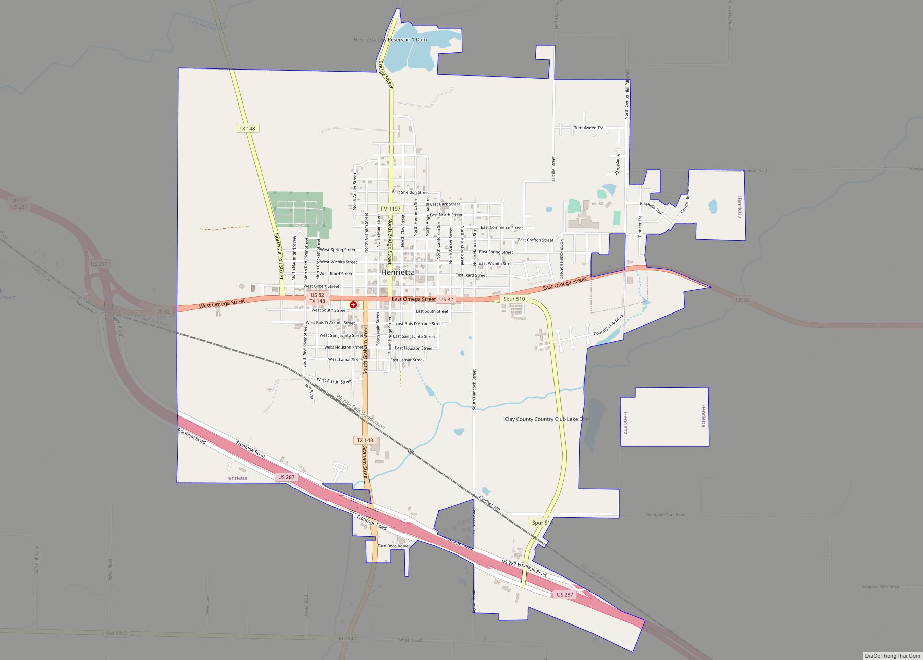 Map of Henrietta city, Texas