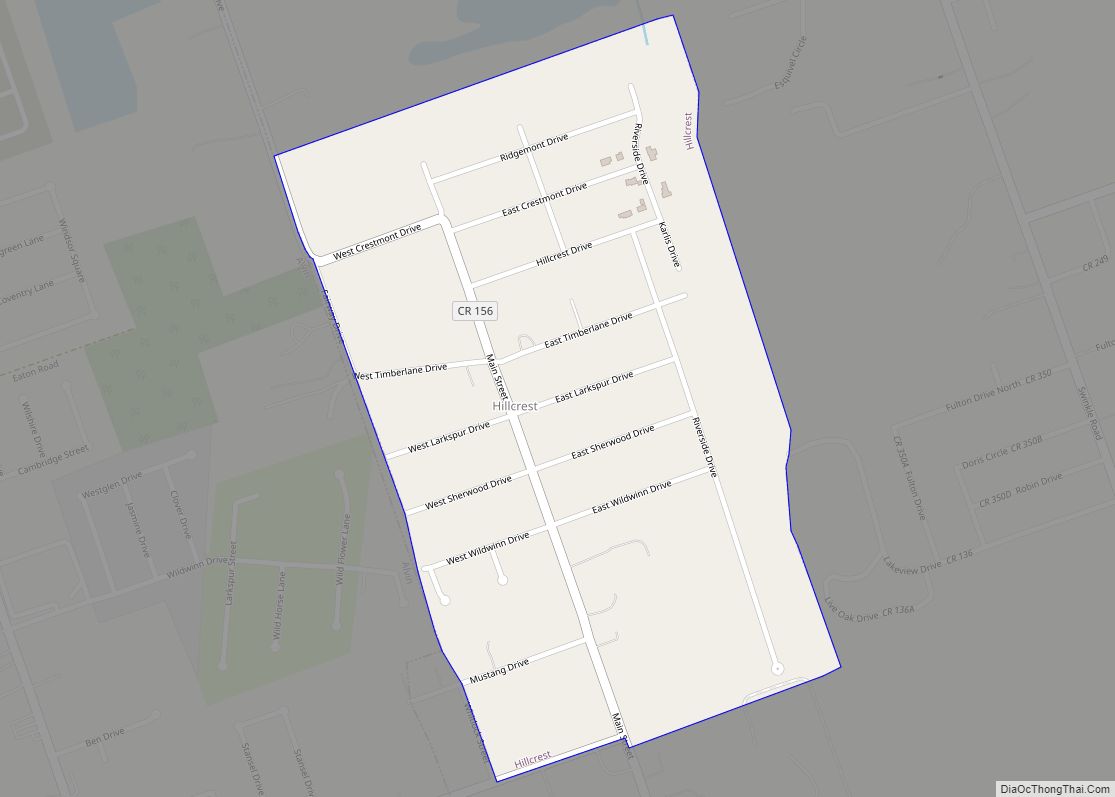 Map of Hillcrest village, Texas