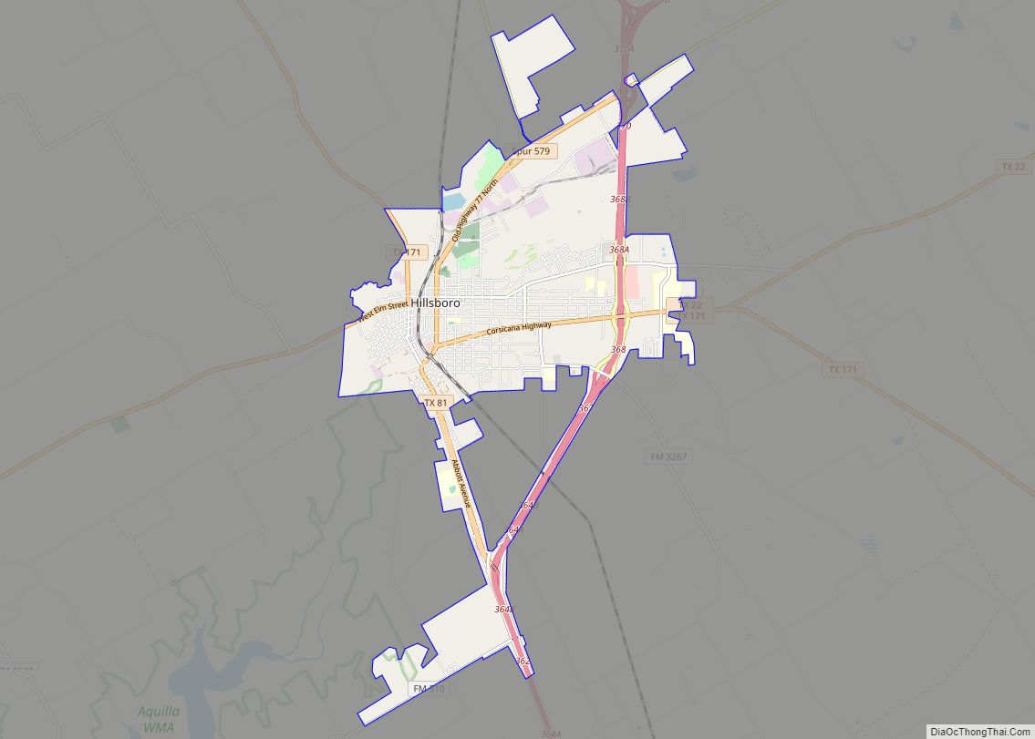 Map of Hillsboro city, Texas