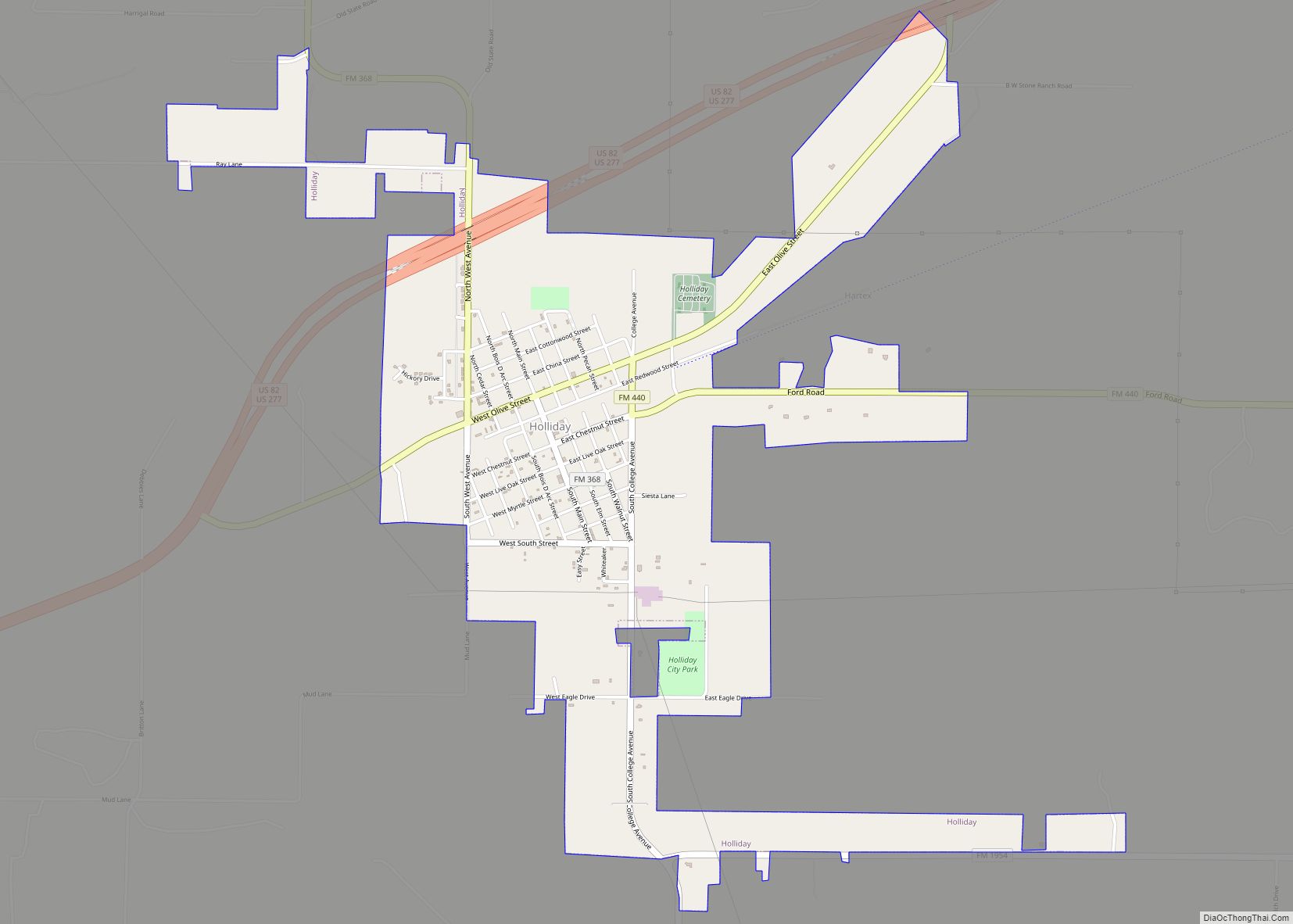 Map of Holliday city, Texas