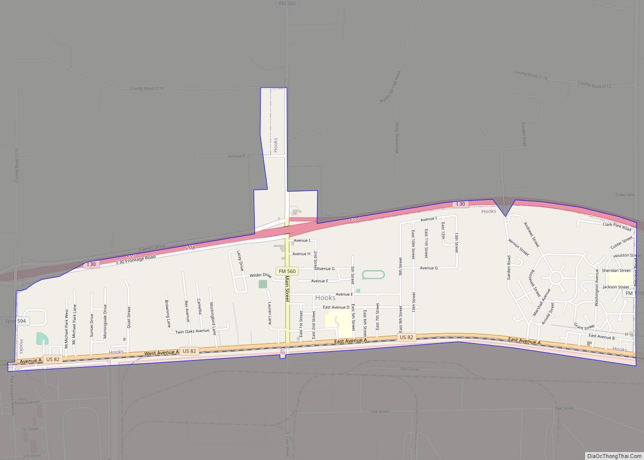 Map of Hooks city