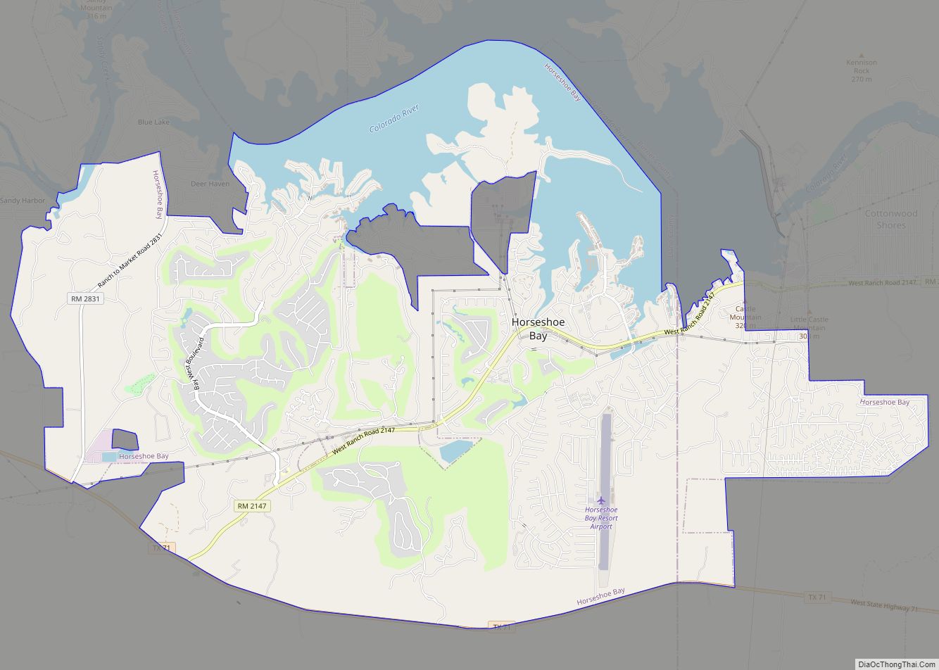 Map of Horseshoe Bay city