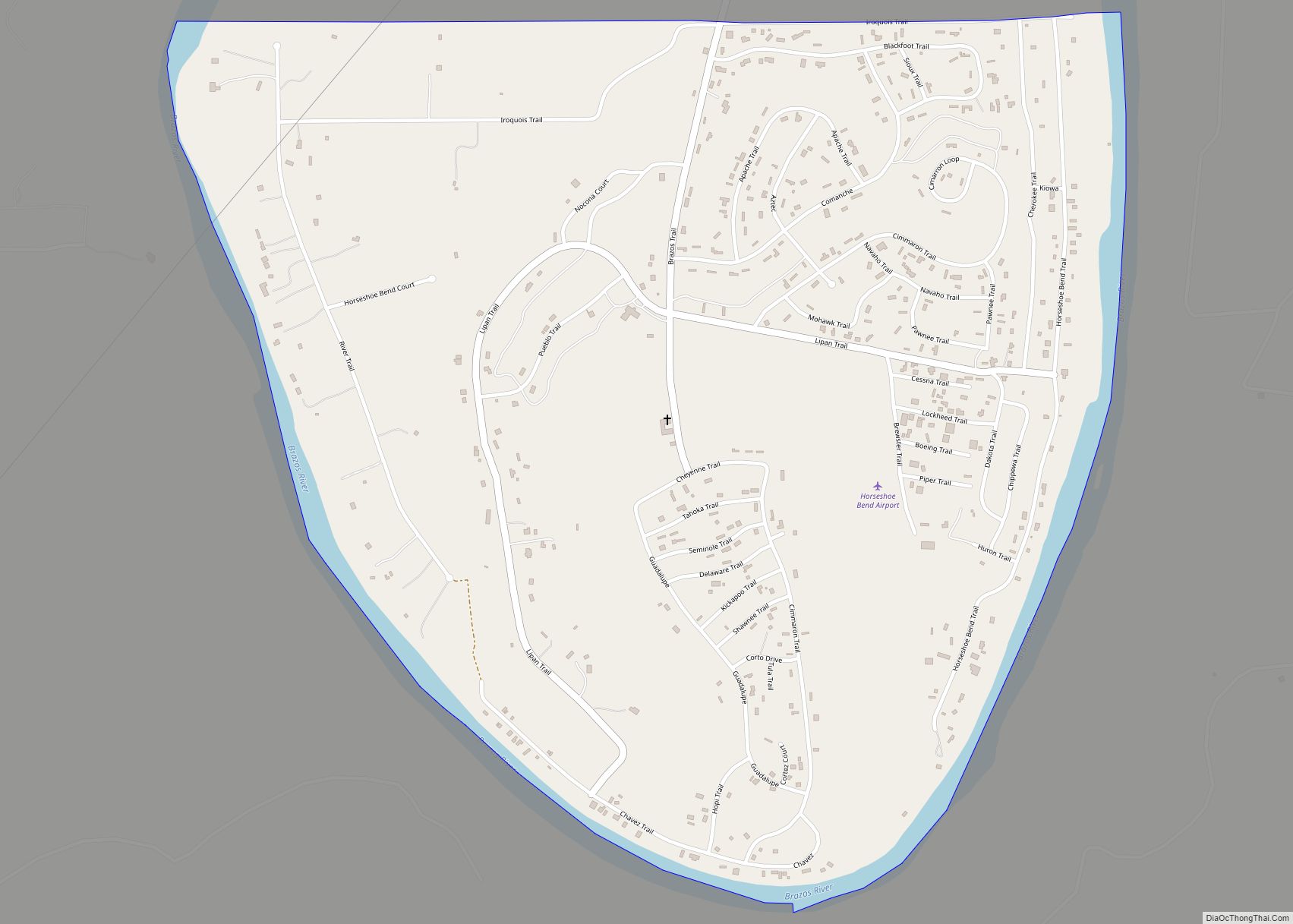 Map of Horseshoe Bend CDP, Texas