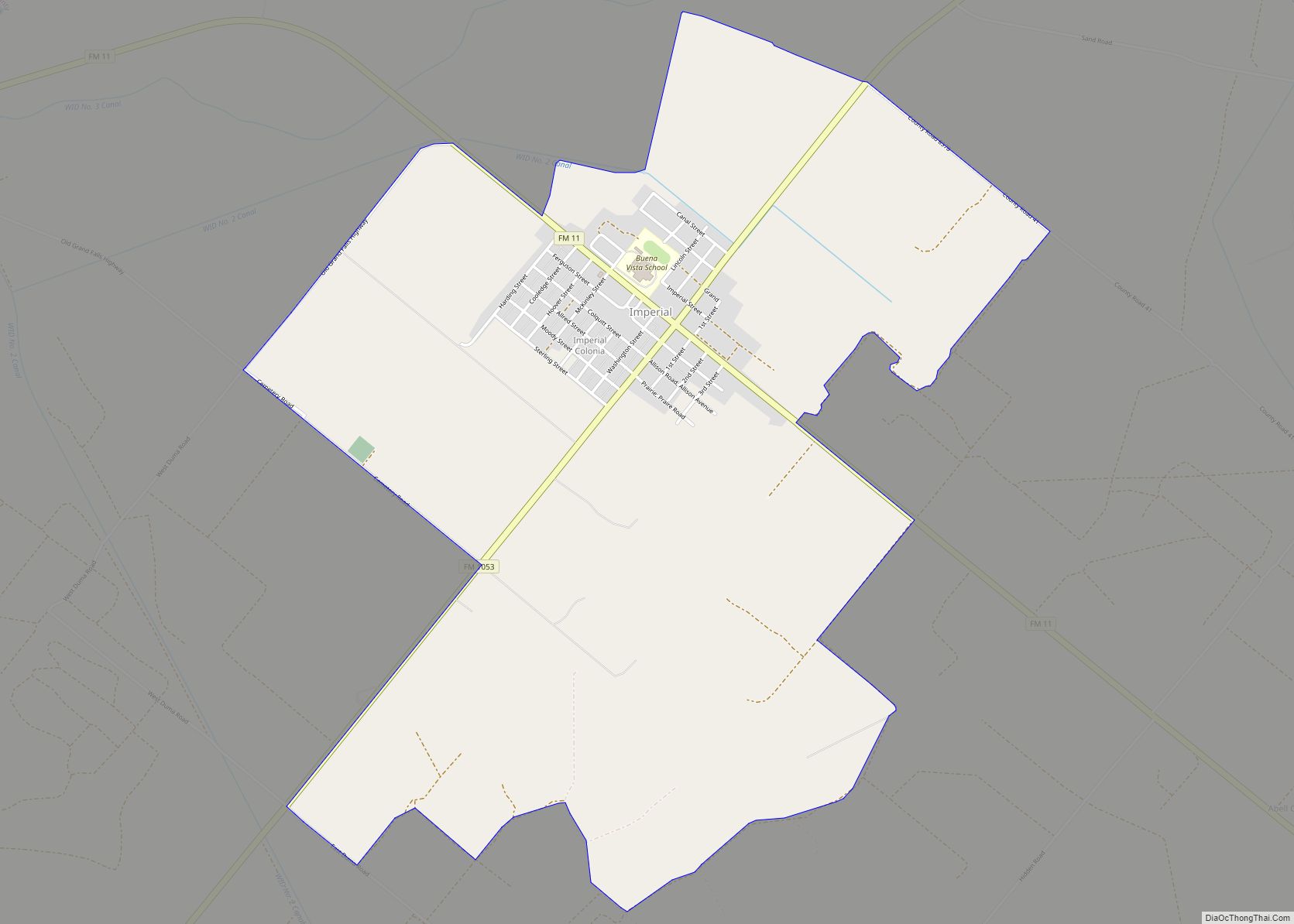 Map of Imperial CDP, Texas