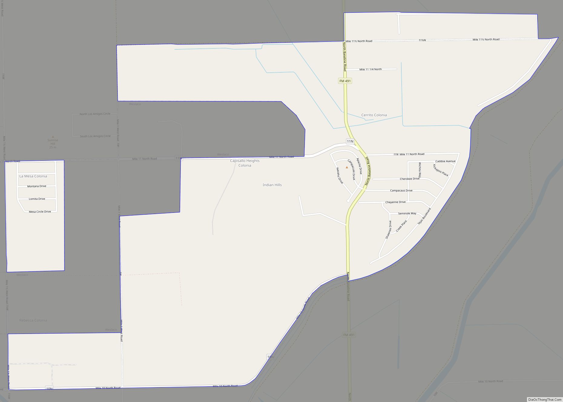 Map of Indian Hills CDP, Texas