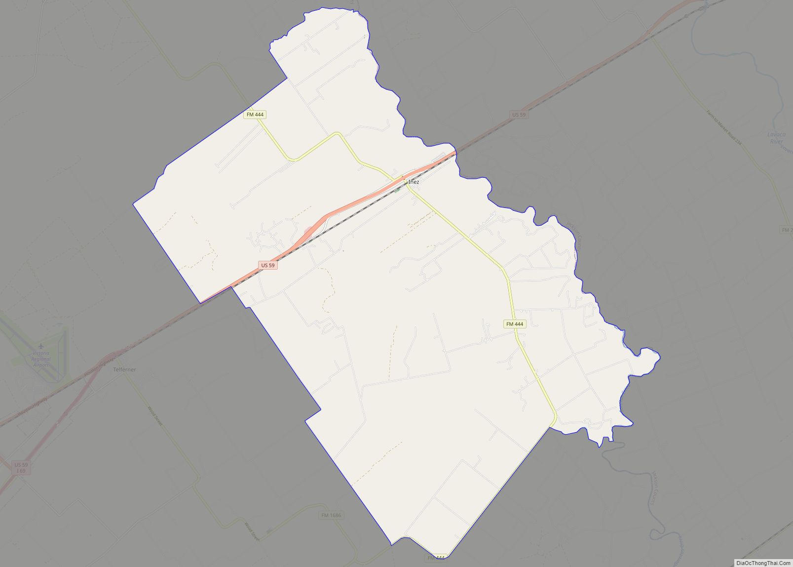 Map of Inez CDP, Texas