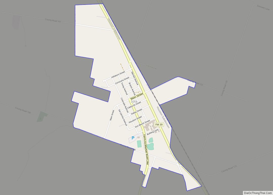Map of Iola city, Texas
