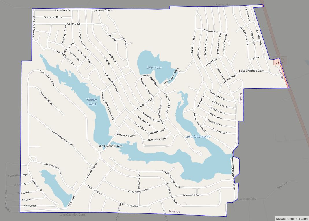 Map of Ivanhoe city, Texas