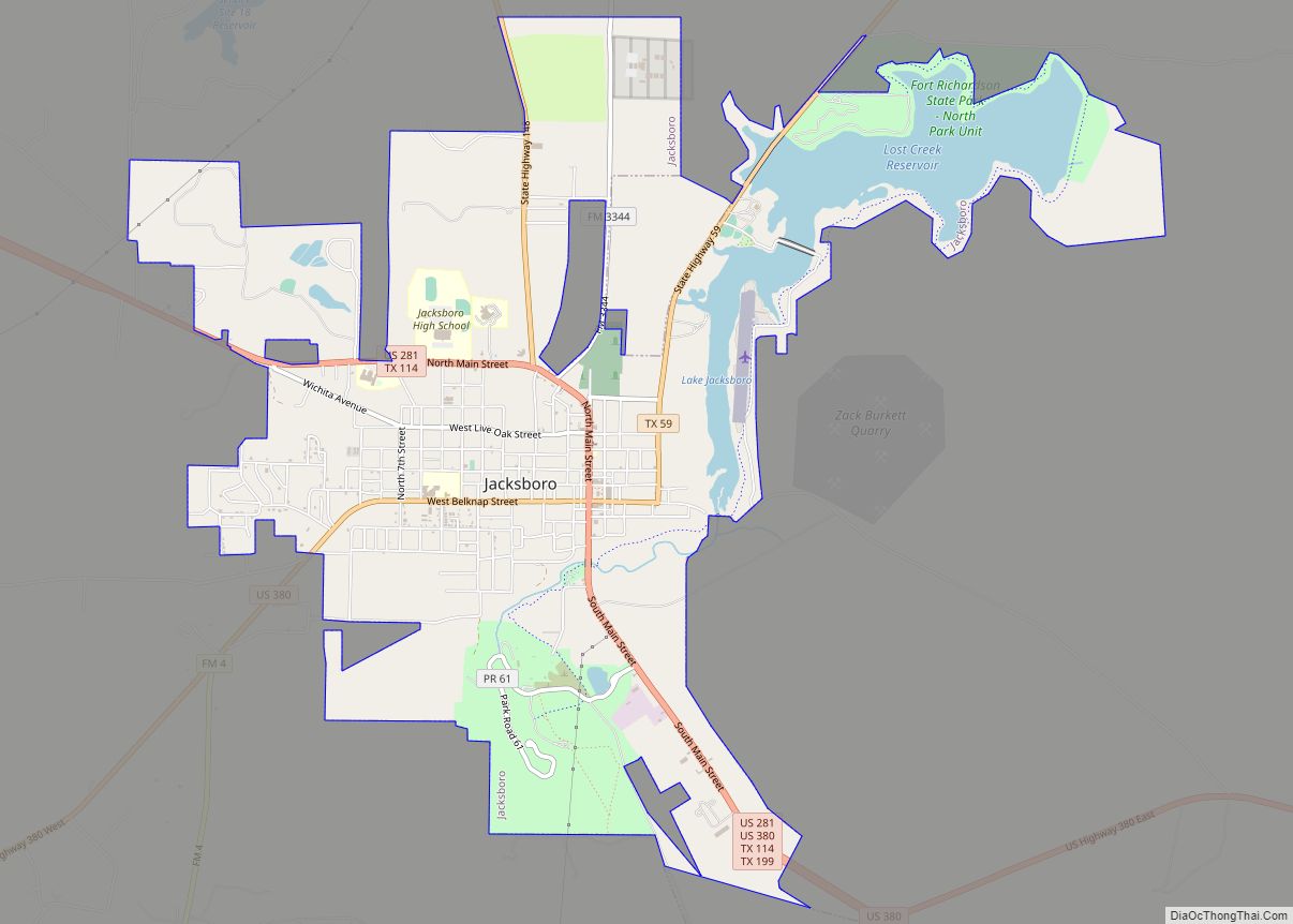 Map of Jacksboro city, Texas