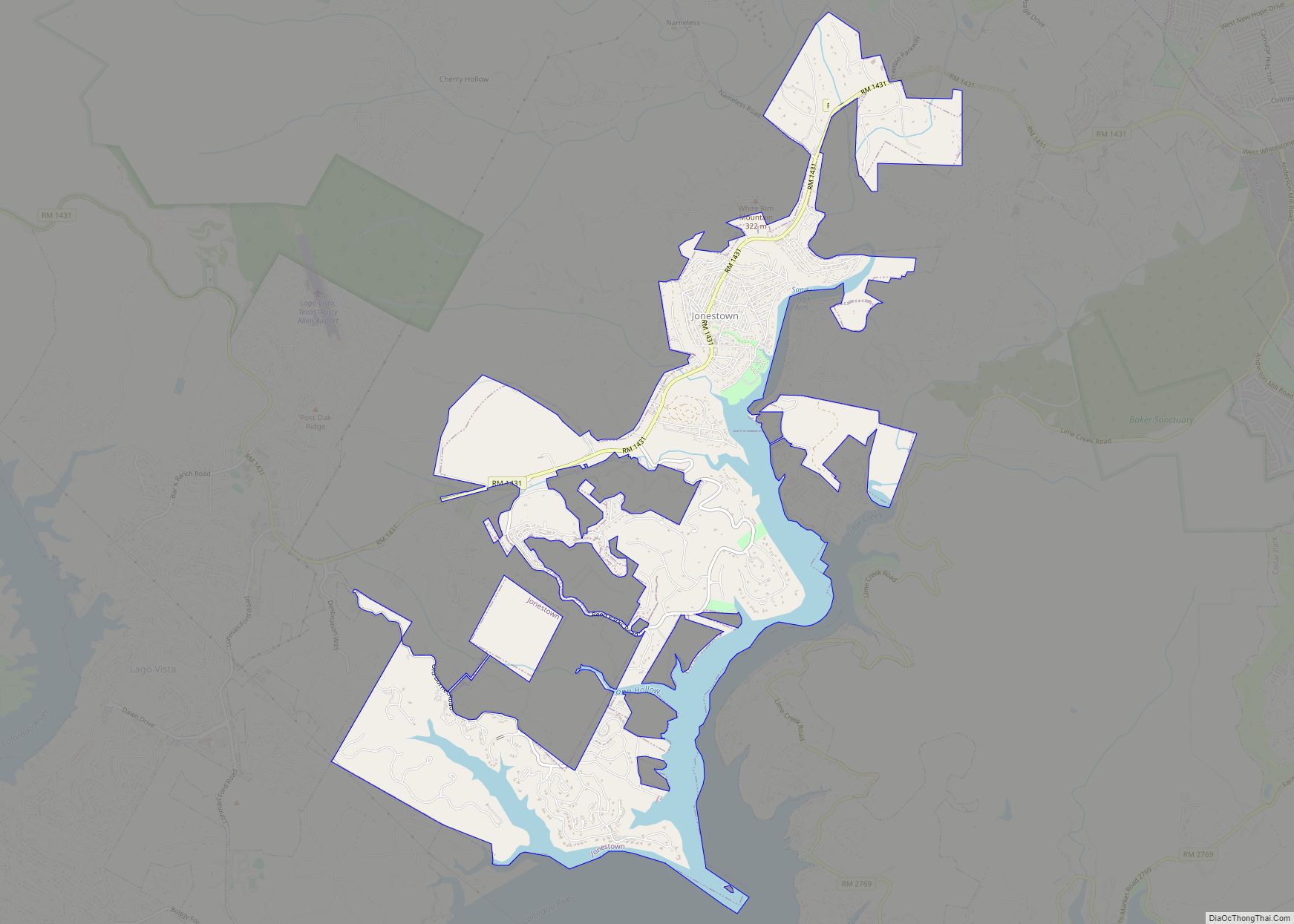 Map of Jonestown city, Texas