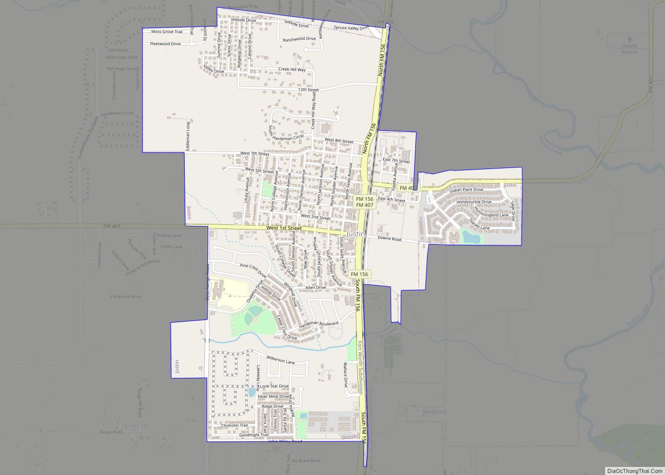 Map of Justin city