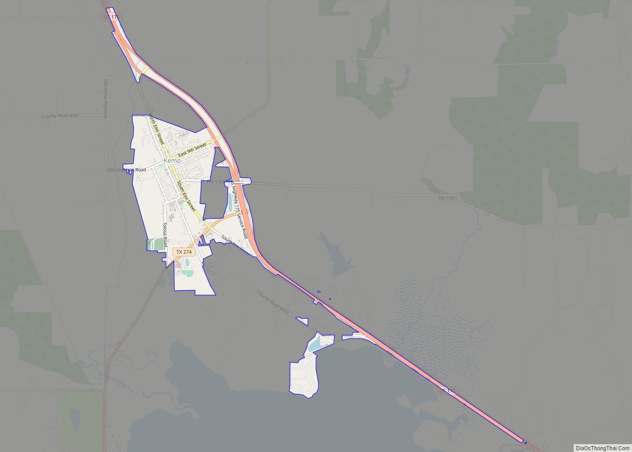 Map of Kemp city, Texas
