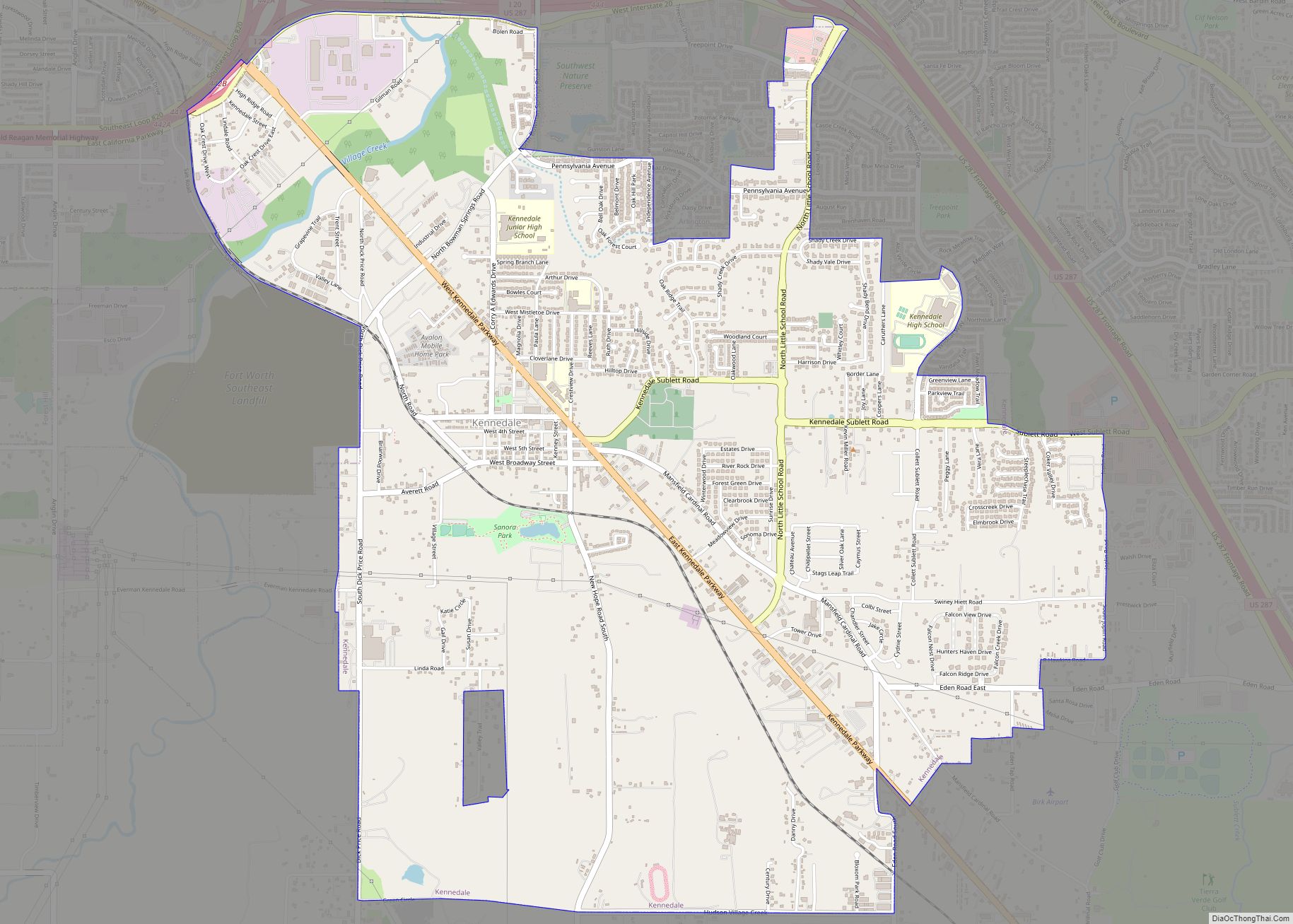 Map of Kennedale city