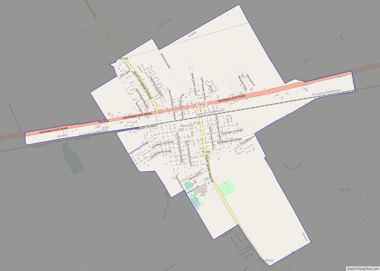 Map of Kerens city