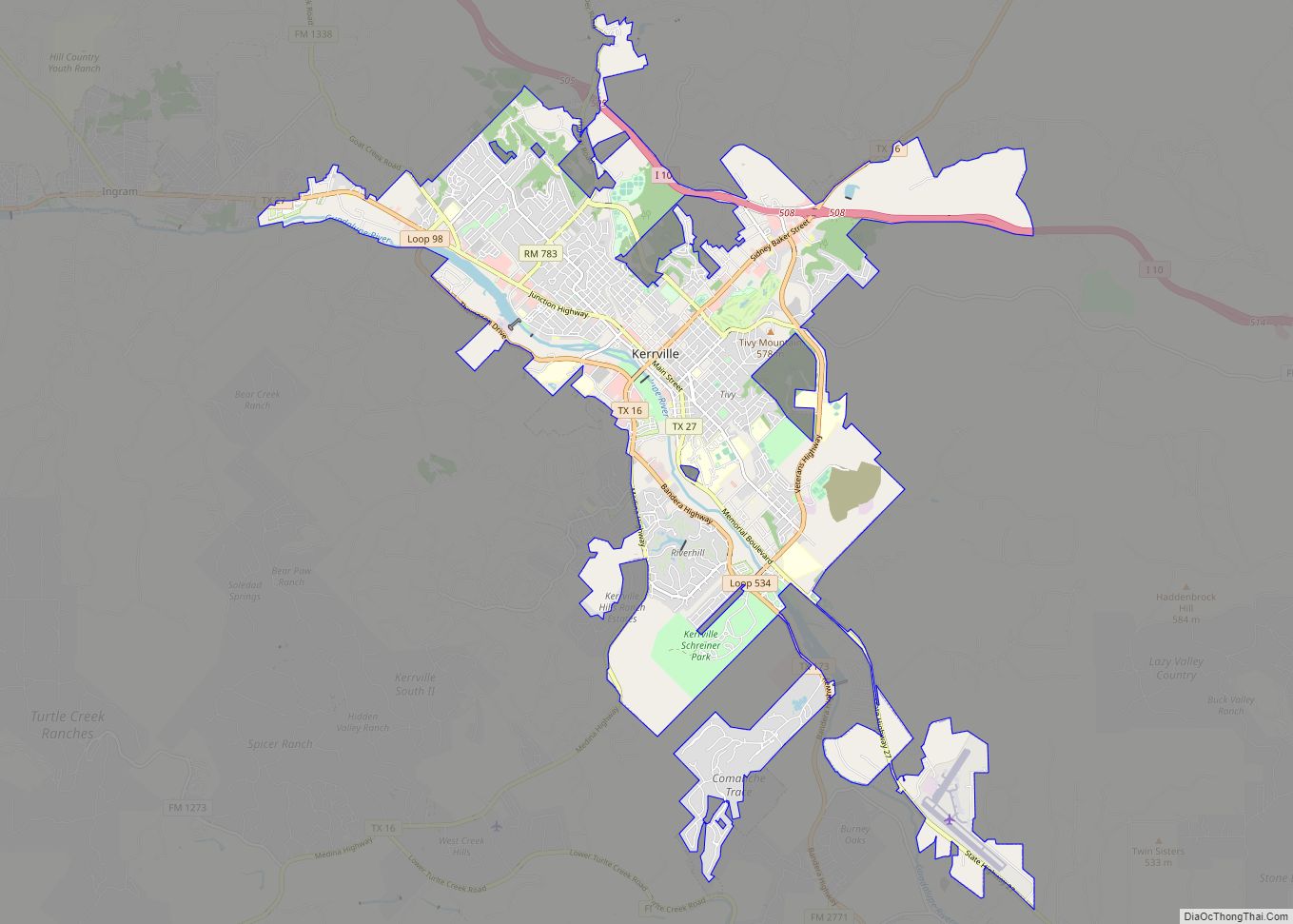 Map of Kerrville city