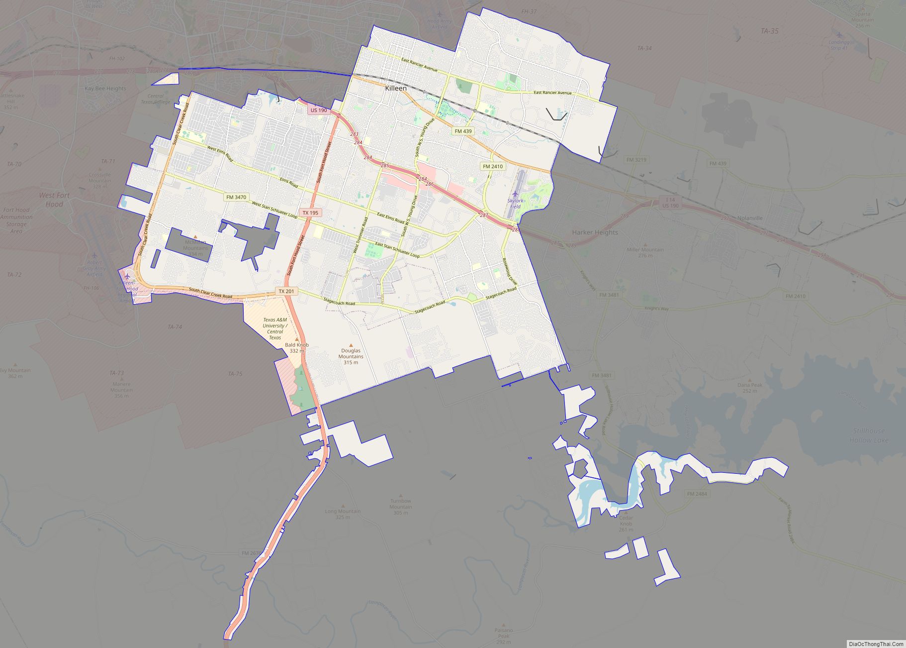 Map of Killeen city