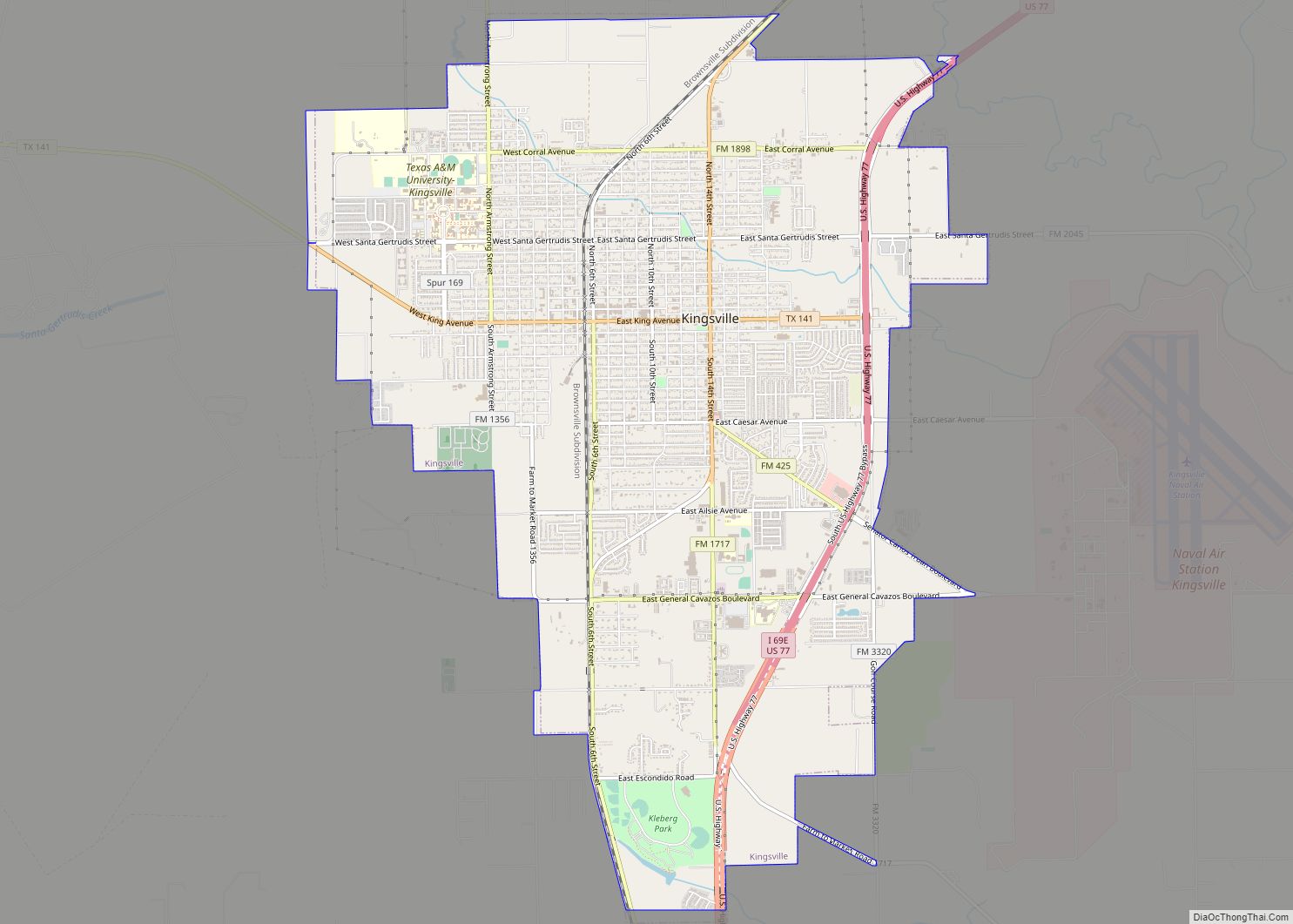 Map of Kingsville city, Texas