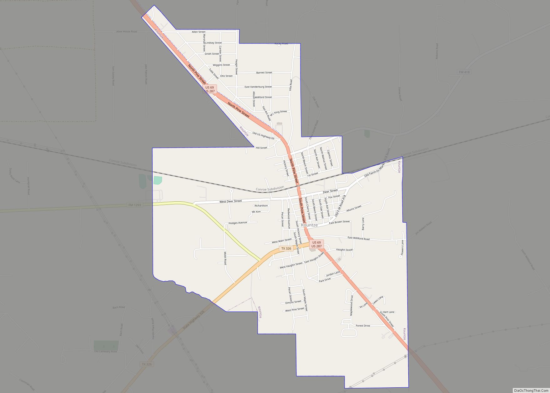 Map of Kountze city