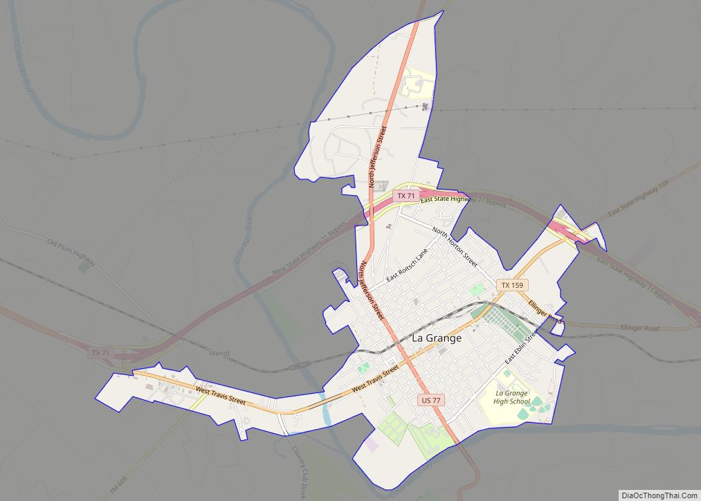 Map of La Grange city, Texas