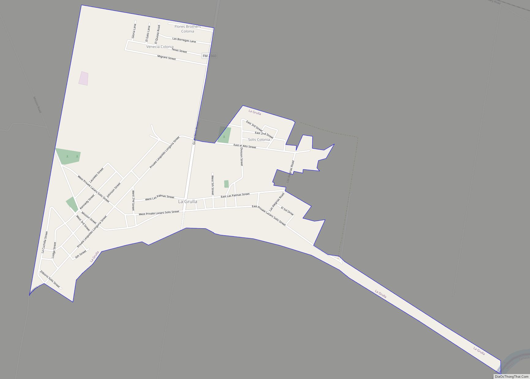 Map of La Grulla city