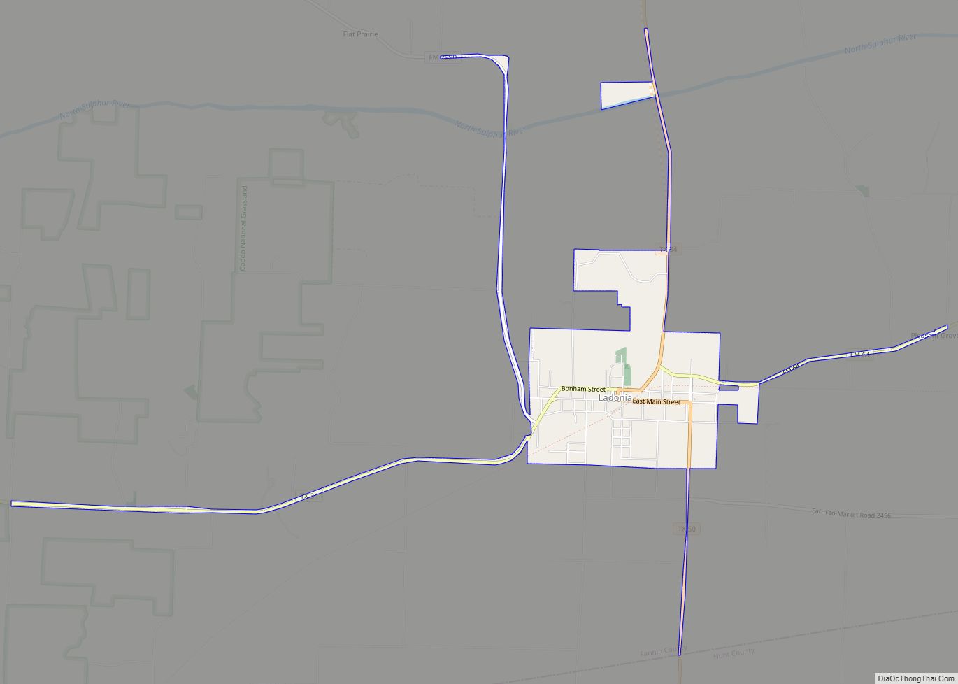 Map of Ladonia town, Texas