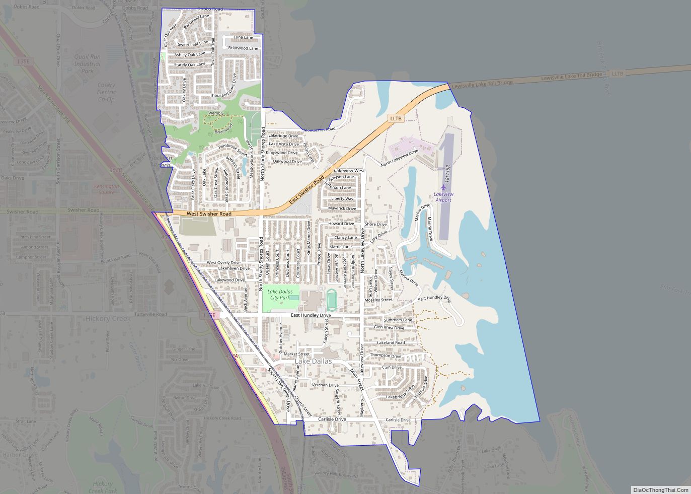 Map of Lake Dallas city