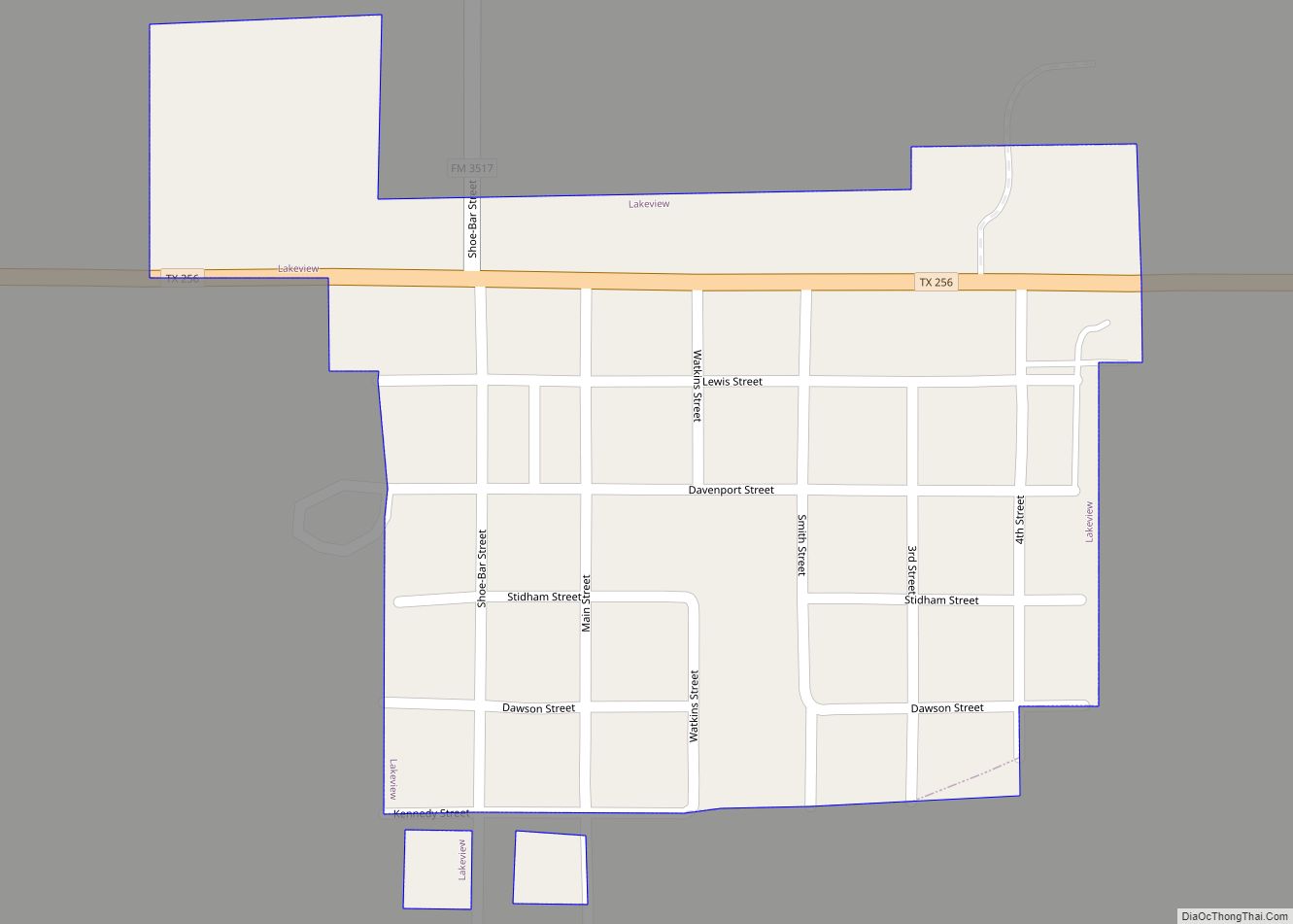 Map of Lakeview town, Texas
