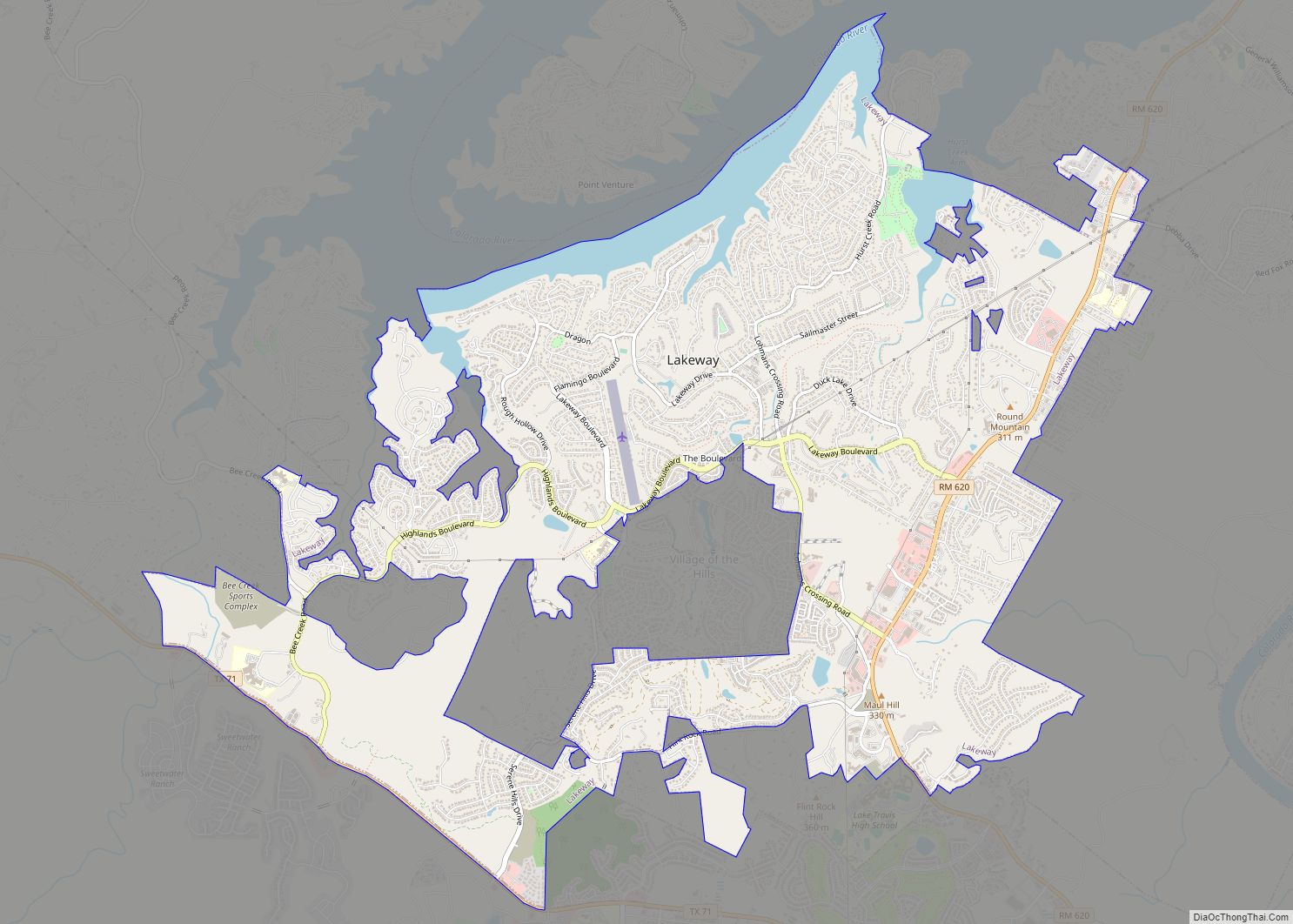 Map of Lakeway city